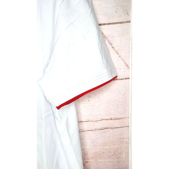 Vassari Los Angeles High Red Collar Button Design White Red Designer Shirt - Picture 5 of 11